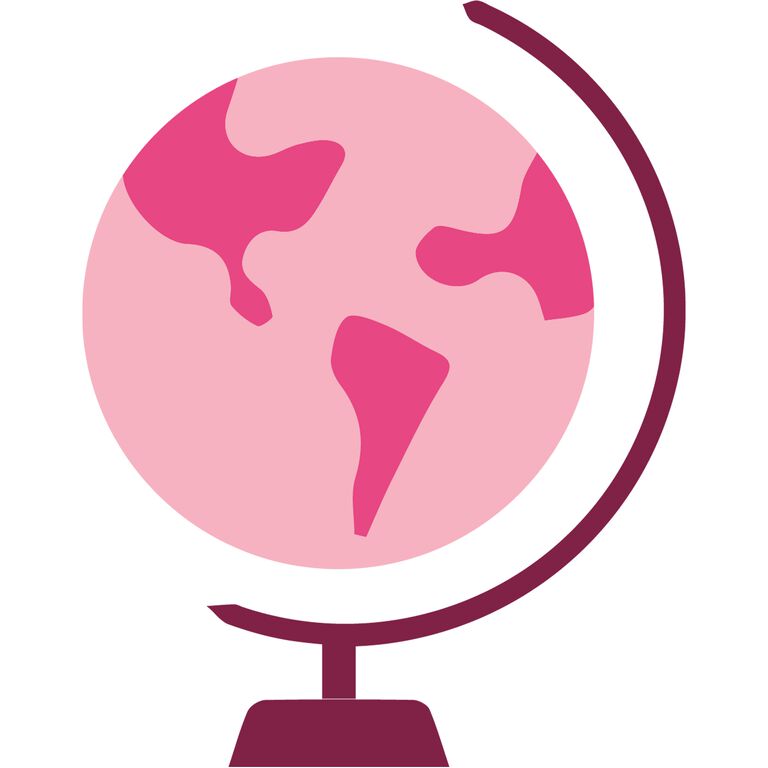 Ilustraci&oacute;n rosa de Mary Kay de un globo terr&aacute;queo.