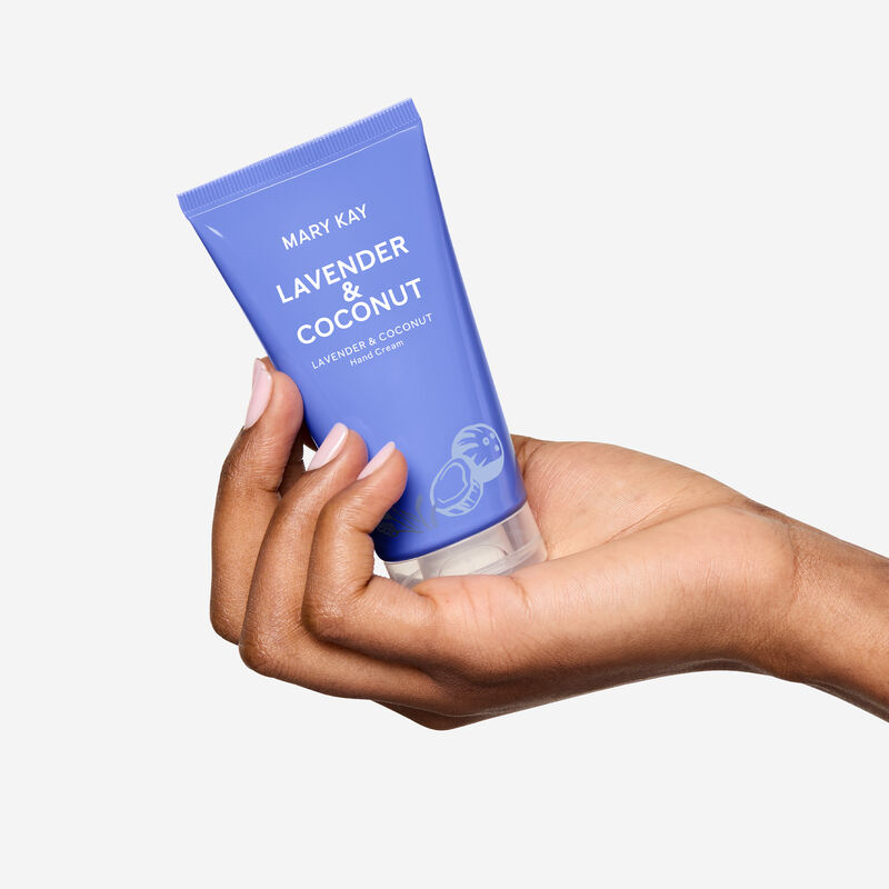 Light purple hand cream tube in hand.&nbsp;&nbsp;