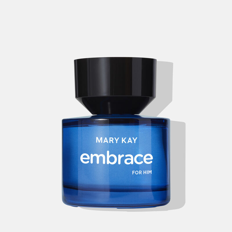 A bottle of Mary Kay Embrace for Him Eau de Toilette standing against a plain background