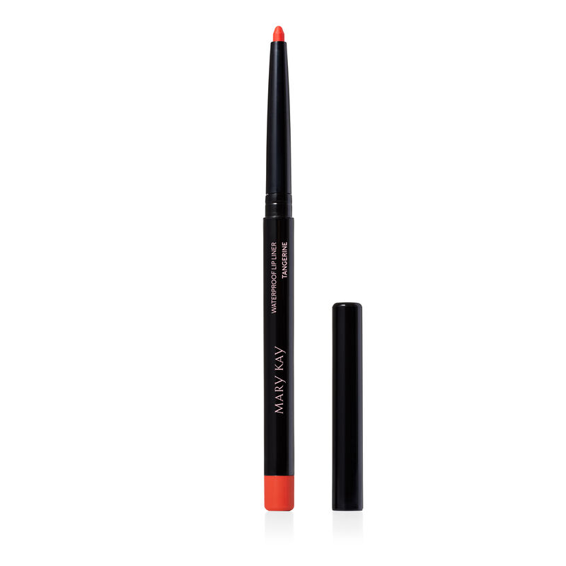 Special-Edition Mary Kay Waterproof Lip Liner in shade Tangerine standing on its base