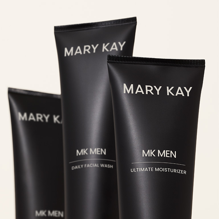 L&iacute;nea de productos MK Men&reg; que incluye Loci&oacute;n Facial Hidratante Intensiva, Gel Limpiador Facial y Crema de Afeitar 2 en 1